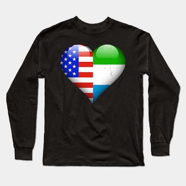 Half American Half Sierra Leonean - Gift for Sierra Leonean From Sierra Leone Long Sleeve T-Shirt by Country Flags